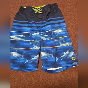 ZeroXposur Boy's Shark Swim Trunks Size Large 14/16 Built In Underwear